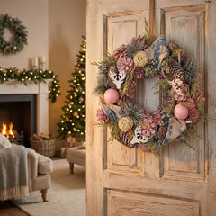 Coronita de Craciun Ø30 cm multicolora cu conuri, frunze si globuri - MagicHome