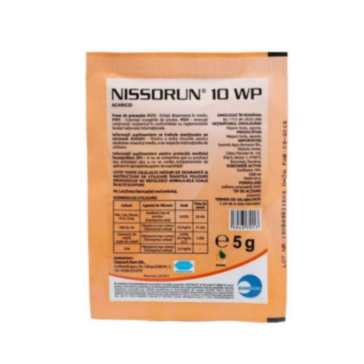 Acaricid legume, pomi fructiferi, vita de vie Nissorun 10 WP, 5 grame, 1, hectarul.ro