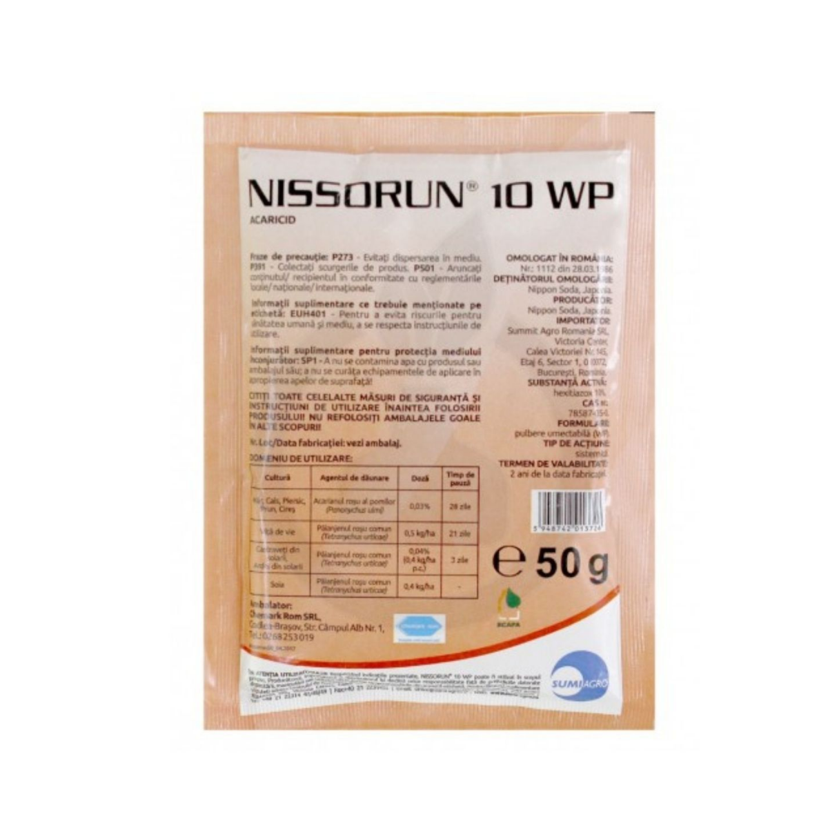 Acaricid legume, pomi fructiferi, vita de vie Nissorun 10 WP, 50 grame, 1, hectarul.ro