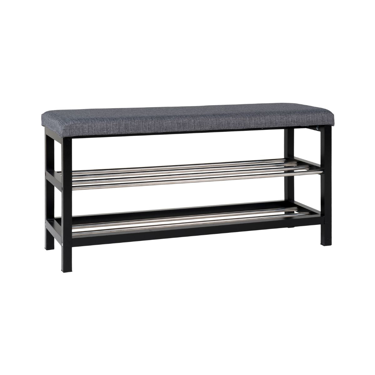 Bancheta cu suport pentru incaltaminte 100 cm, din poliester, lemn si otel Padova House Nordic, 1, hectarul.ro