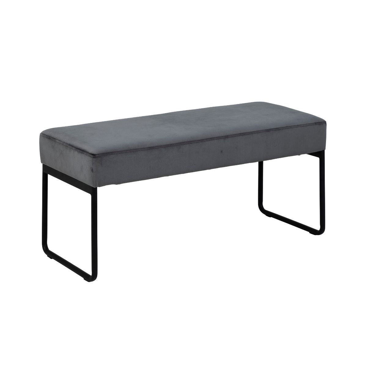 Bancheta gri inchis din catifea din tesatura Vic si otel, 95 cm, Xenia Actona, 1, hectarul.ro