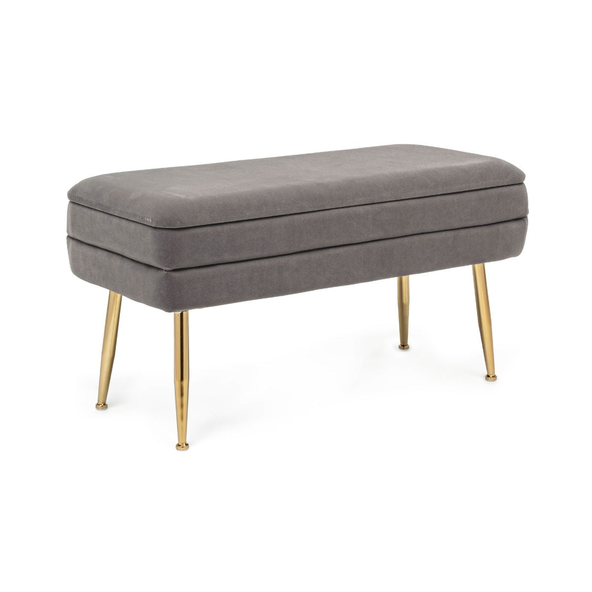 Bancheta gri/auriu din catifea poliester si otel 79 cm Pavlina Bizzotto, 1, hectarul.ro