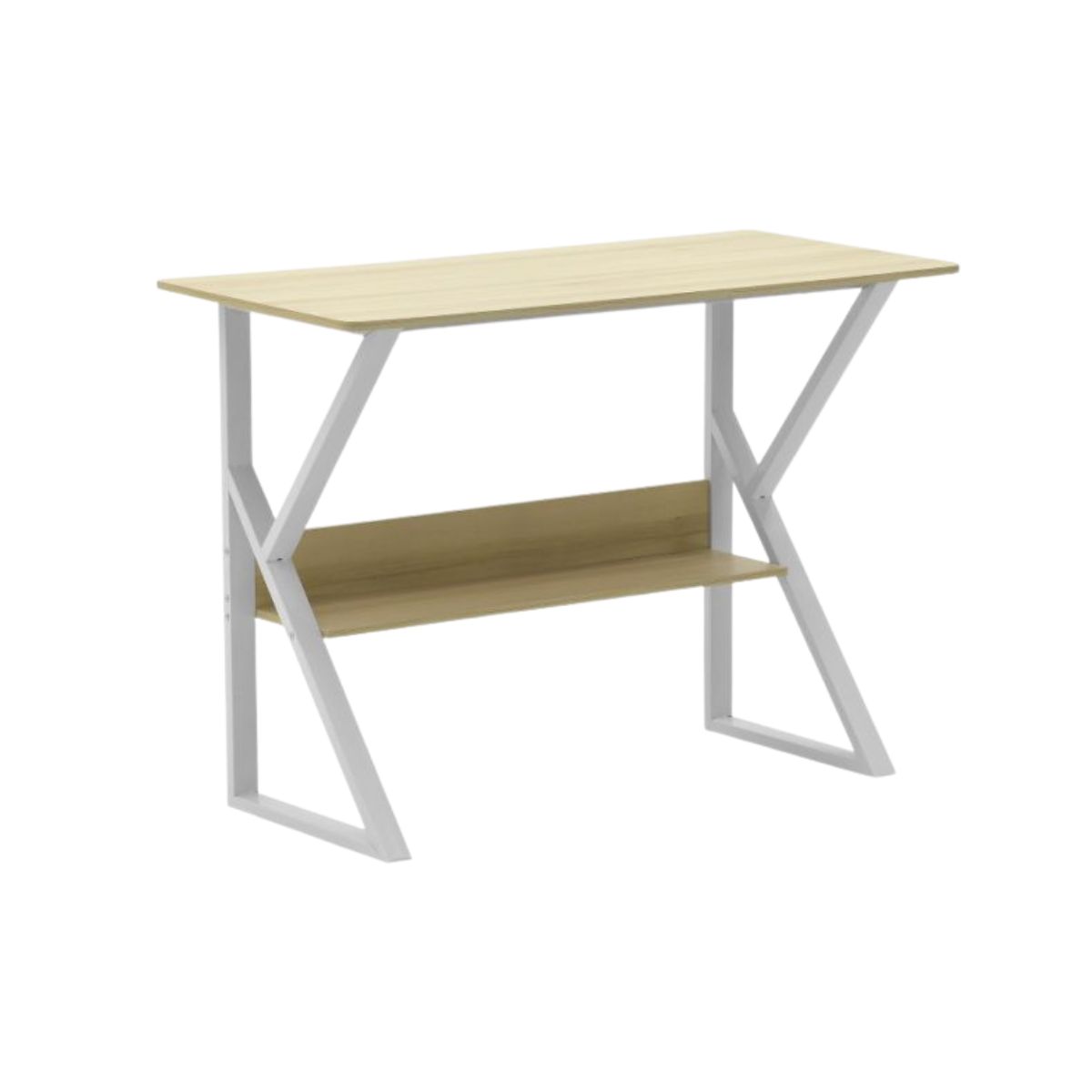 Birou din lemn si metal 100x48x72 cm, alb/stejar, 1, hectarul.ro