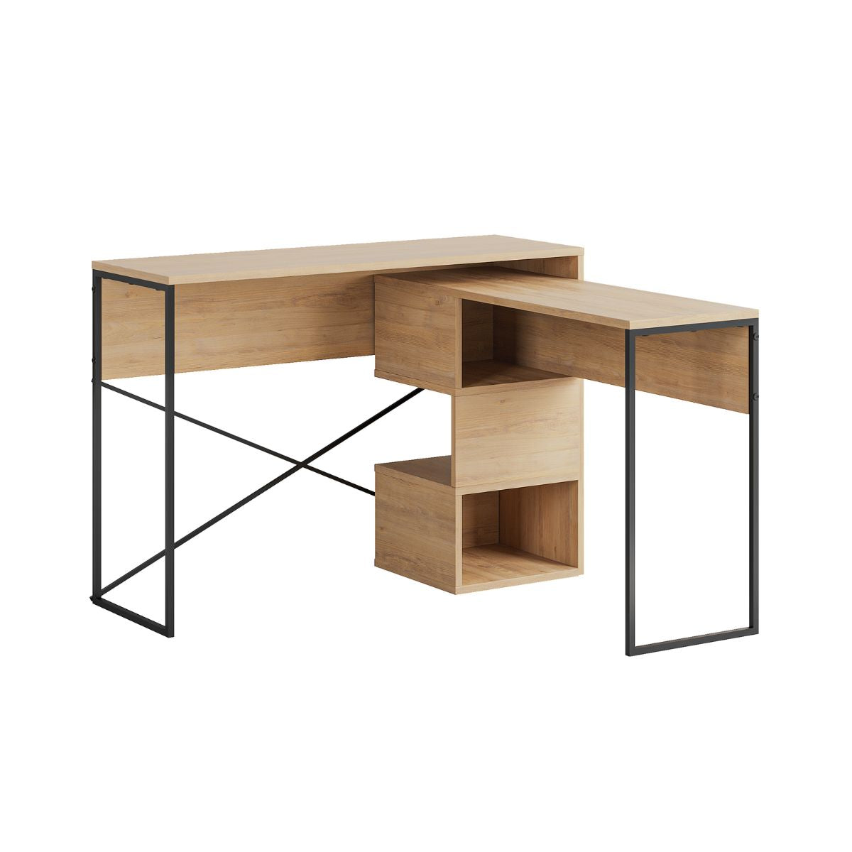 Birou maro stejar din PAL melaminat si fier 110 cm Badau Decortie, 1, hectarul.ro