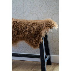 Blana naturala de oaie tibetana XL (90-110 cm), colorata caramel