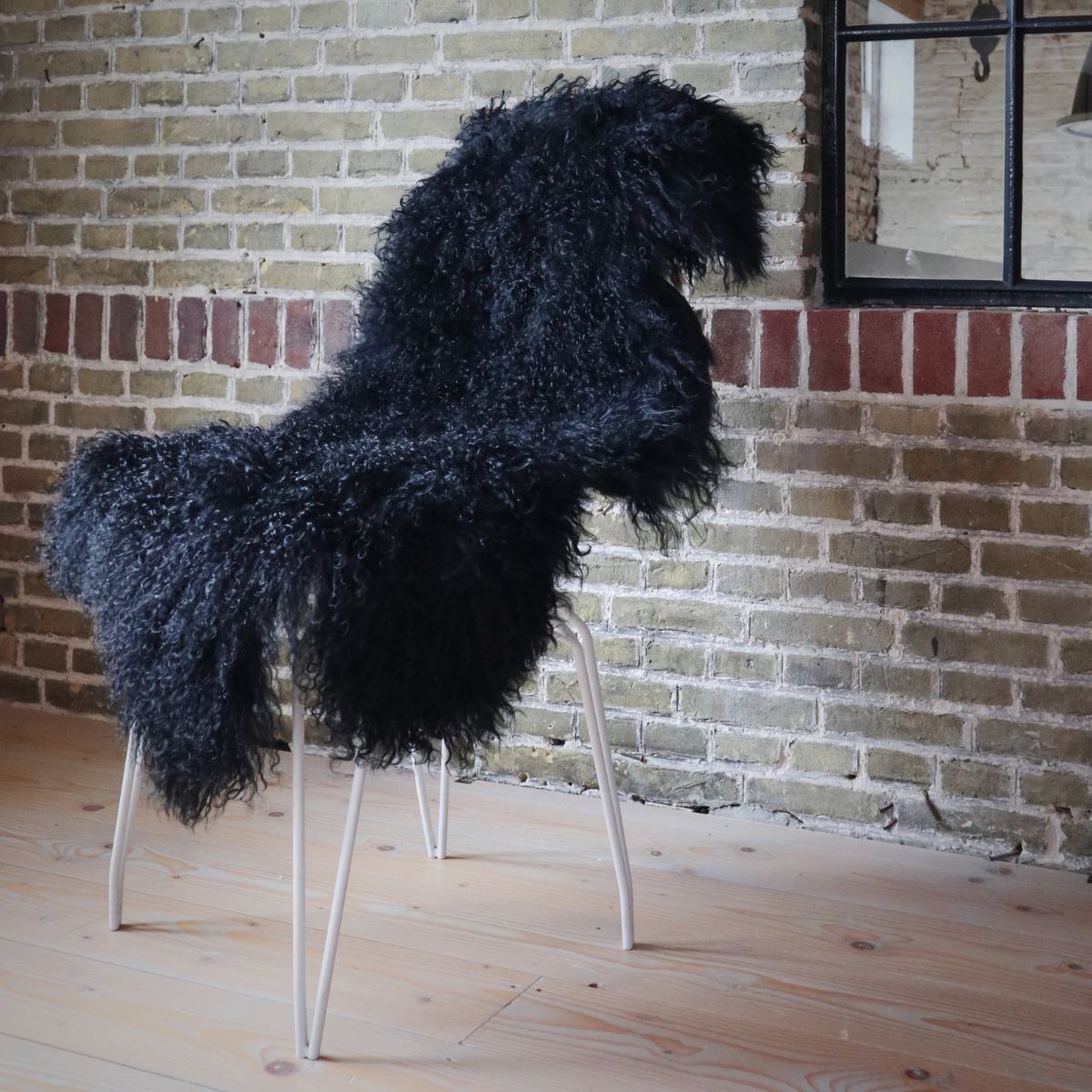 Blana naturala de oaie Tibetana, 90x110 cm, culoare Neagra, 1, hectarul.ro