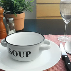 Bol alb din material ceramic Ø13,5 cm Text Soup Cosy&Trendy