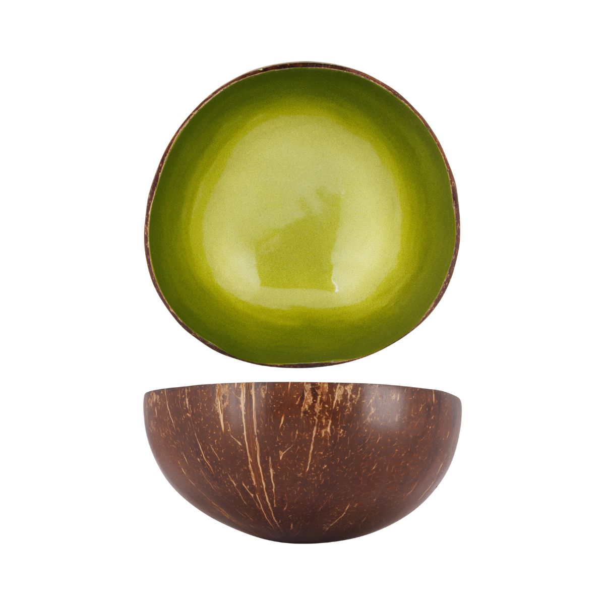 Bol din cocos Ø14 x 6 cm maro/verde Cocos Metallic Lime Noya, 1, hectarul.ro