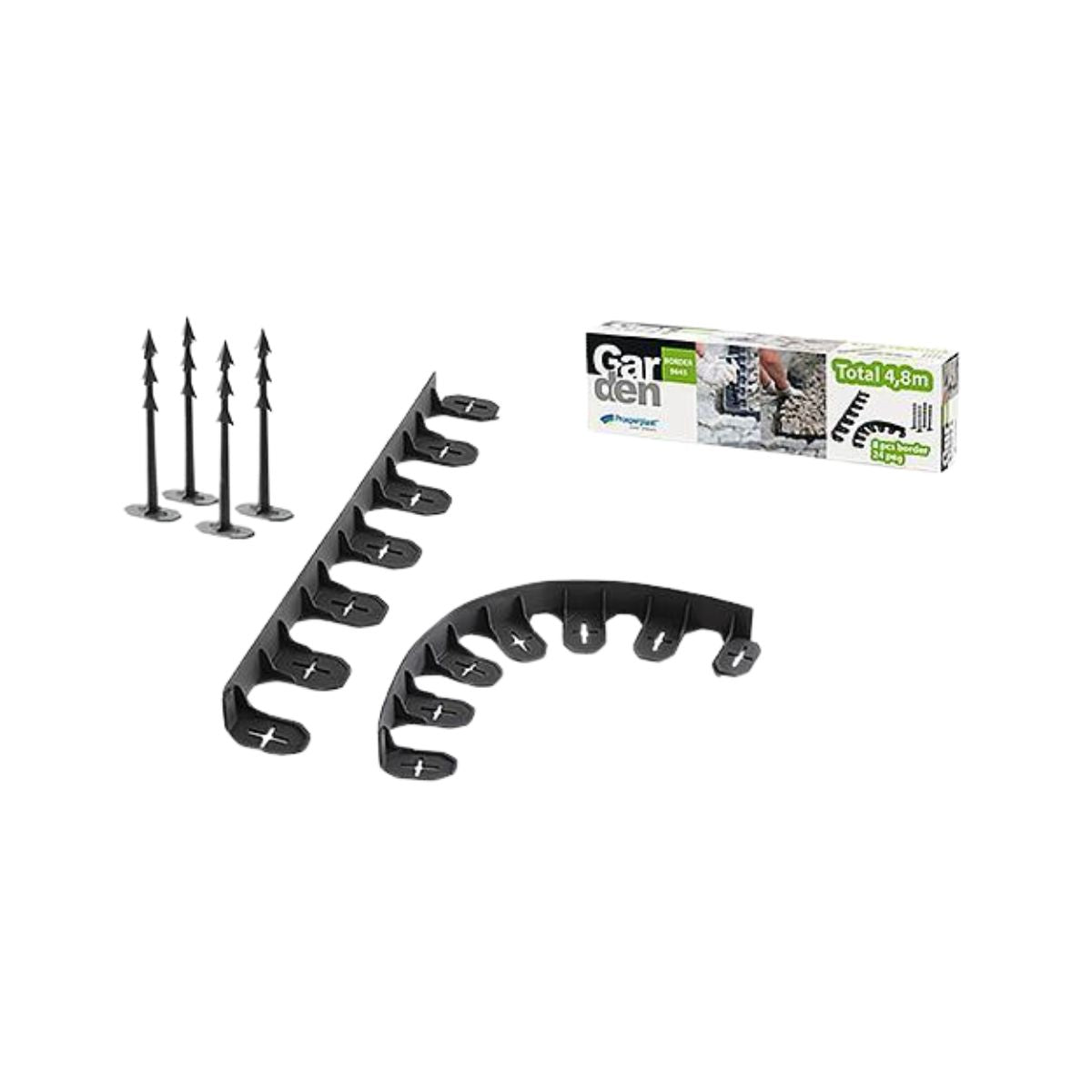 Bordura decorativa 4.8 m lungime, pentru delimitare gazon din polipropilena si 24 de cuie tip harpon, 1, hectarul.ro