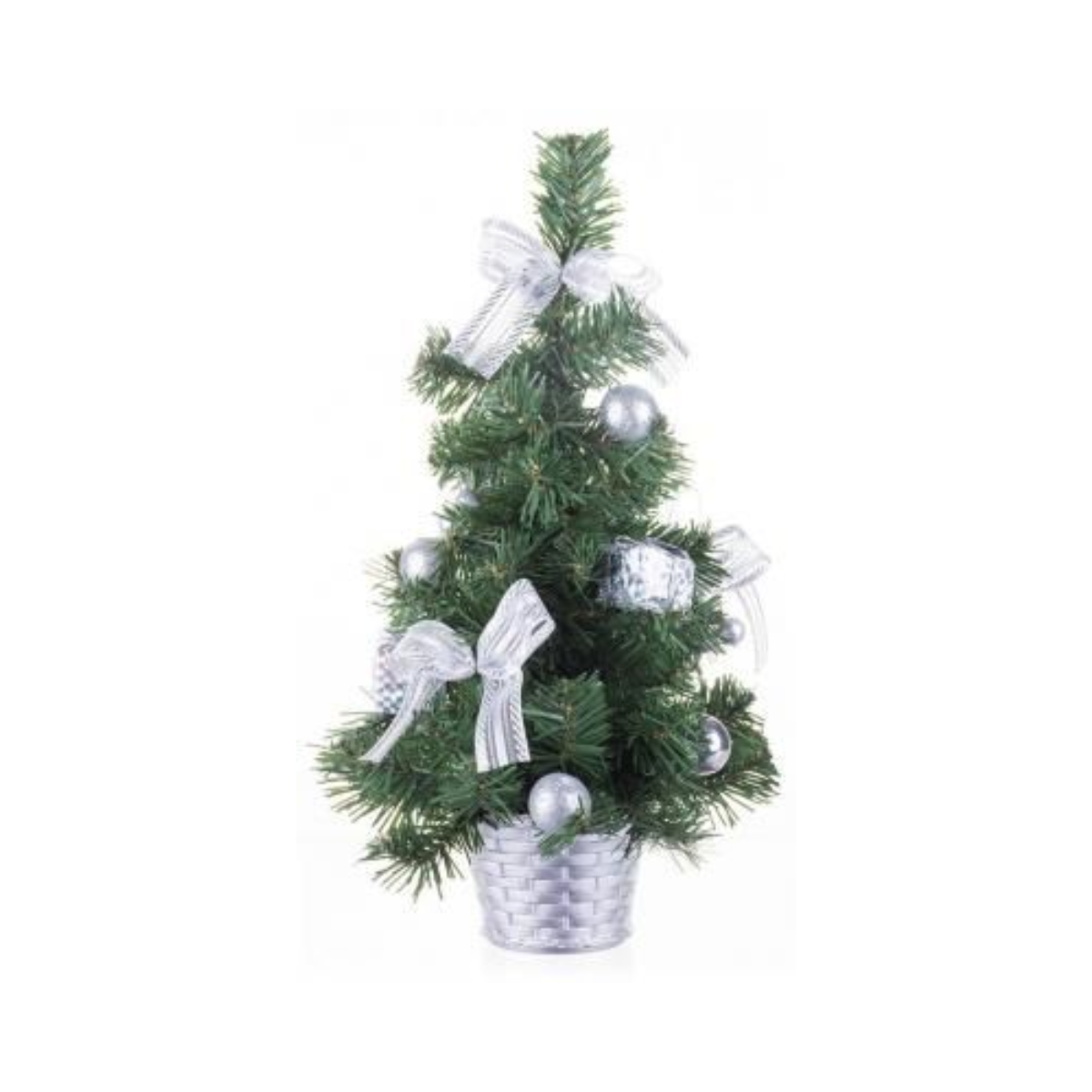 Brad artificial de Craciun MagicHome, impodobit, argintiu, funda, 40 cm, 1, hectarul.ro