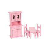 Hectarul - Bucatarie de jucarie pentru papusi, din lemn cu 4 piese, Roz, AC 1014