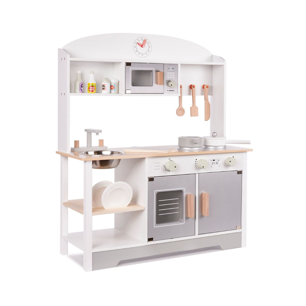 Bucatarie din lemn pentru copii cu accesorii MODERN CLASSIC, MDF, 68 x 25.5 x 82 cm, 1, hectarul.ro