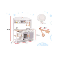Bucatarie din lemn pentru copii cu accesorii MODERN CLASSIC, MDF, 68 x 25.5 x 82 cm