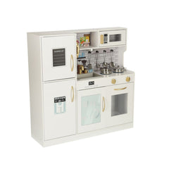 Bucatarie din lemn pentru copii cu accesorii si frigider
