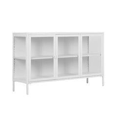 Bufet inferior alb din otel si sticla 140 cm Brisbane House Nordic