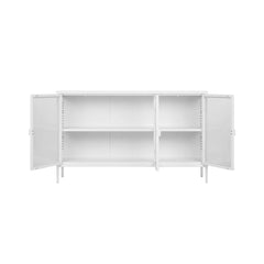 Bufet inferior alb din otel si sticla 140 cm Brisbane House Nordic