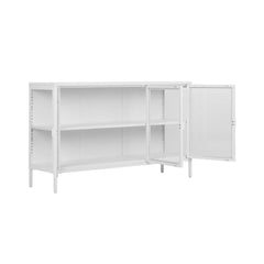 Bufet inferior alb din otel si sticla 140 cm Brisbane House Nordic