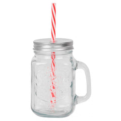 Cana cu capac si pai din sticla 480 ml