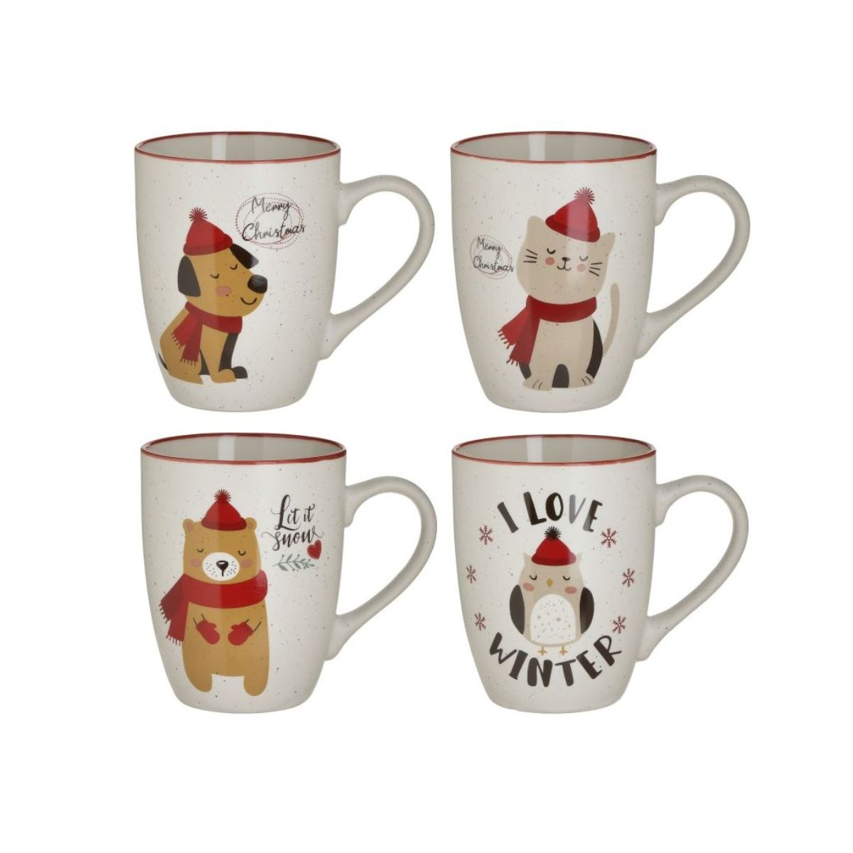 Cana de Craciun din portelan, set 4 bucati, 340cc, 11x8x10, M2, 1, hectarul.ro