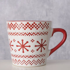 Cana de Craciun rosu/alb cu fulgi de zapada 190 ml Boltze