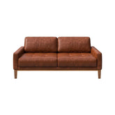 Hectarul - Canapea 2 locuri maro-cognac piele naturala Musso Tufted Mesonica