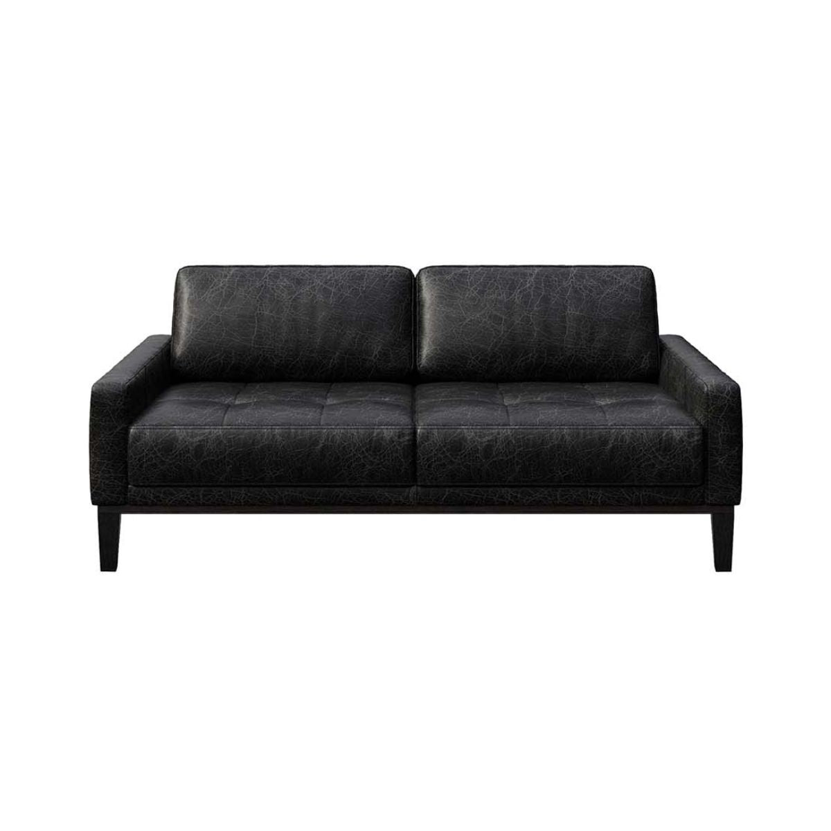 Canapea 2 locuri negru-vintage piele naturala Musso Tufted Mesonica, 1, hectarul.ro
