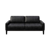 Hectarul - Canapea 2 locuri negru-vintage piele naturala Musso Tufted Mesonica