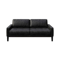 Canapea 2 locuri negru-vintage piele naturala Musso Tufted Mesonica