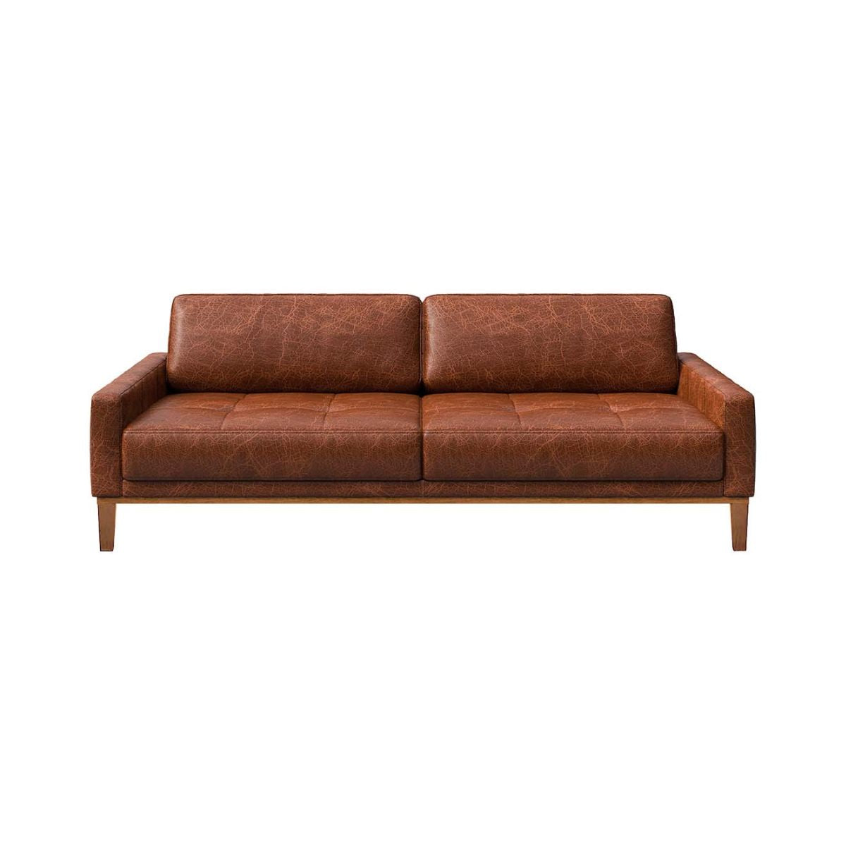 Canapea 3 locuri maro-cognac piele naturala Musso Tufted Mesonica, 1, hectarul.ro