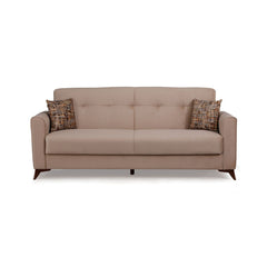 Canapea extensibila bej din textil, MDF si metal 218 cm Stockholm Ipar