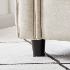 Canapea fixa 3 locuri Cozza, cadru si picioare solide din lemn, tapiserie textila crem, pernite decorative incluse, 212x78x87 cm