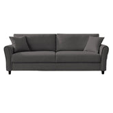 Hectarul - Canapea  fixa 3 locuri Cozza, cadru si picioare solide din lemn, tapiserie textila gri, pernite decorative incluse, 212x78x87 cm