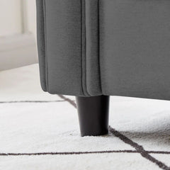 Canapea fixa 3 locuri Cozza, cadru si picioare solide din lemn, tapiserie textila gri, pernite decorative incluse, 212x78x87 cm