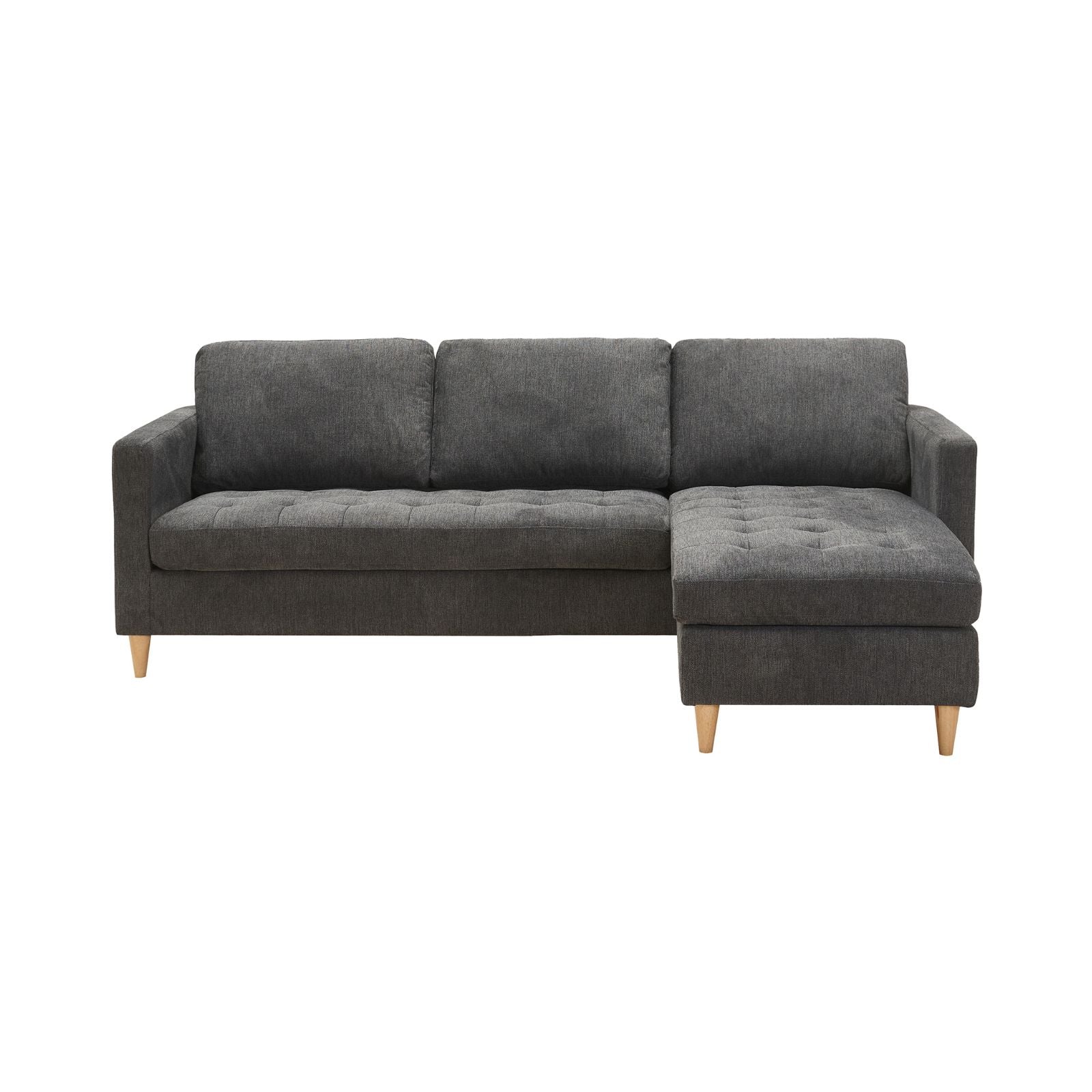 Canapea gri inchis din textil si lemn 219 cm Firenze House Nordic, 1, hectarul.ro