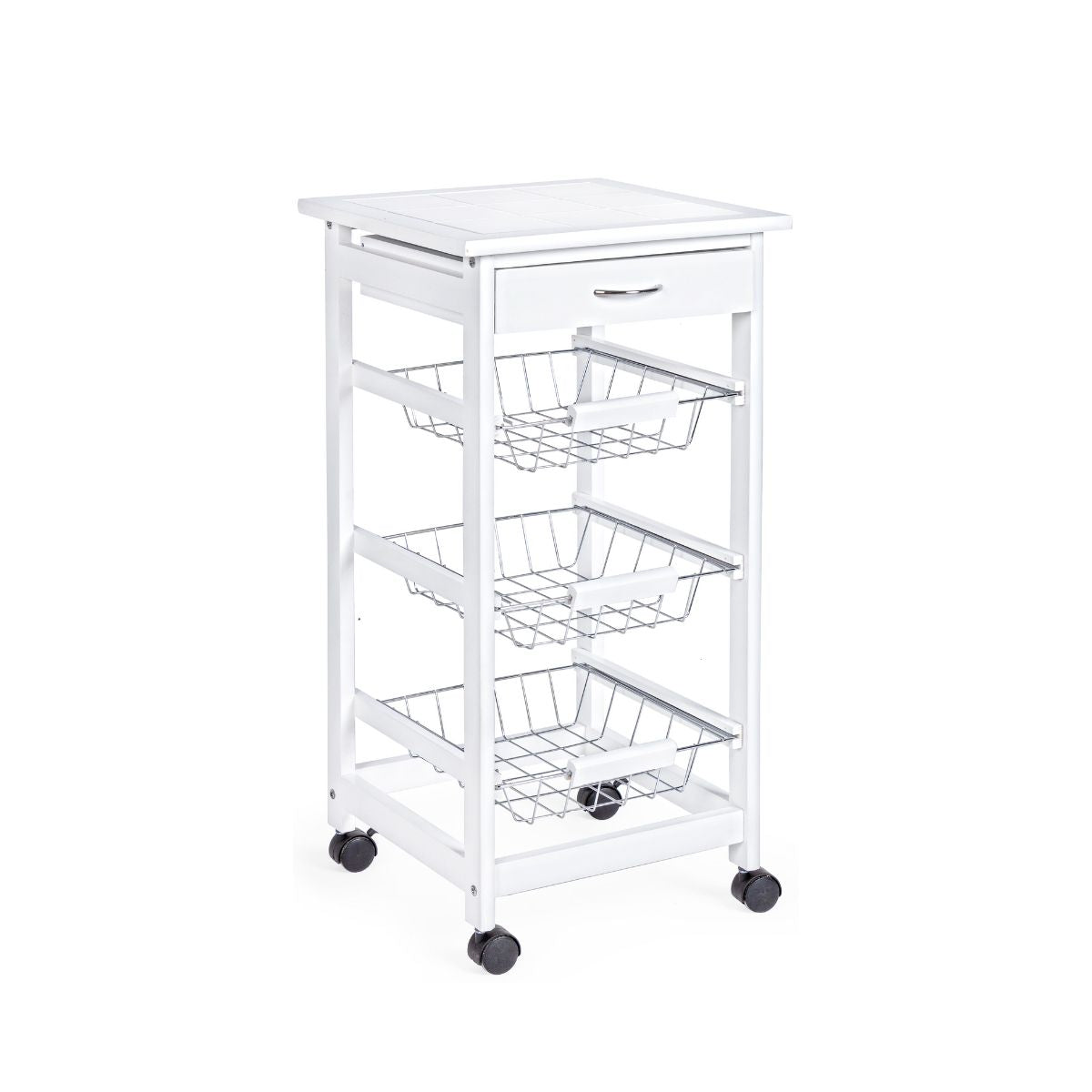 Carucior de bucatarie alb din lemn si otel 37x37x75 cm Small Chef Bizzotto, 1, hectarul.ro