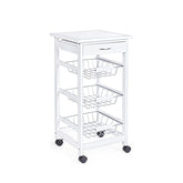 Hectarul - Carucior de bucatarie alb din lemn si otel 37x37x75 cm Small Chef Bizzotto