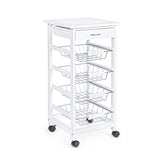 Hectarul - Carucior de bucatarie alb din lemn si otel 37x37x80 cm Small Chef Bizzotto