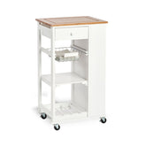 Hectarul - Carucior de bucatarie cu roti, alb, din bambus si MDF, 50 x 37 x 86,5 cm, Kitchen Trolley Zeller