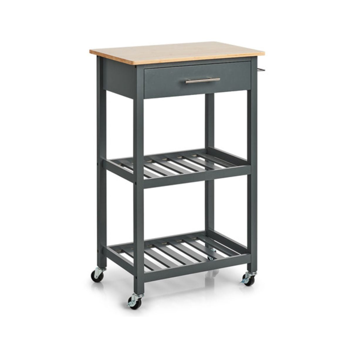 Carucior de bucatarie cu roti, gri, din bambus si MDF, 58 x 40 x 93 cm, Kitchen Trolley Zeller, 1, hectarul.ro