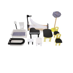 Casa de papusi din lemn MDF + mobilier 122cm XXL LED