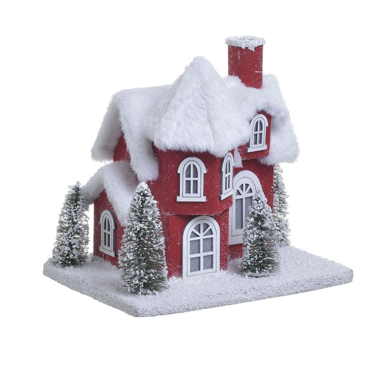 Casuta de Craciun cu zapada si lumini LED (M1), 26X19X25 cm, INART, 1, hectarul.ro