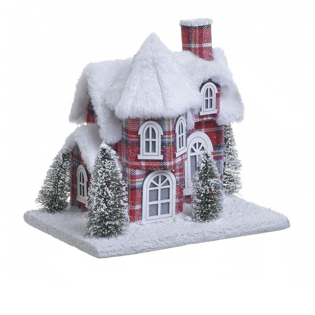 Casuta de Craciun cu zapada si lumini LED (M2), 26X19X25 cm, INART, 1, hectarul.ro