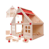 Hectarul - Casuta de papusi din lemn cu mobila si figurine, 40 cm
