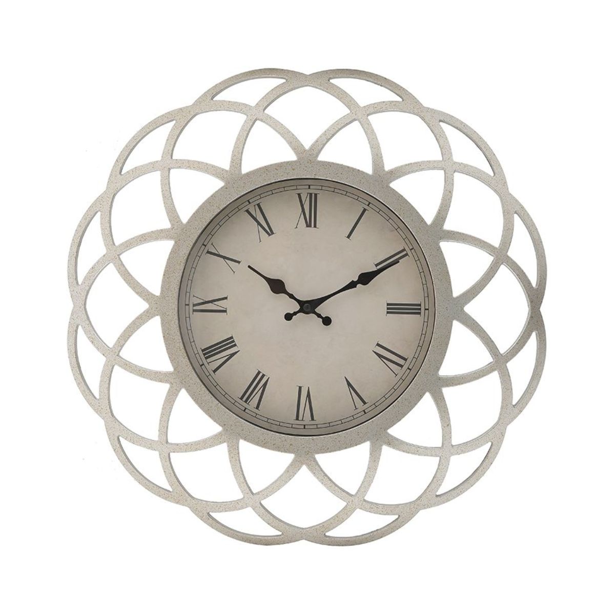 Ceas de perete argintiu din plastic si sticla Natural Silver Ø45Χ4 Inart, 1, hectarul.ro