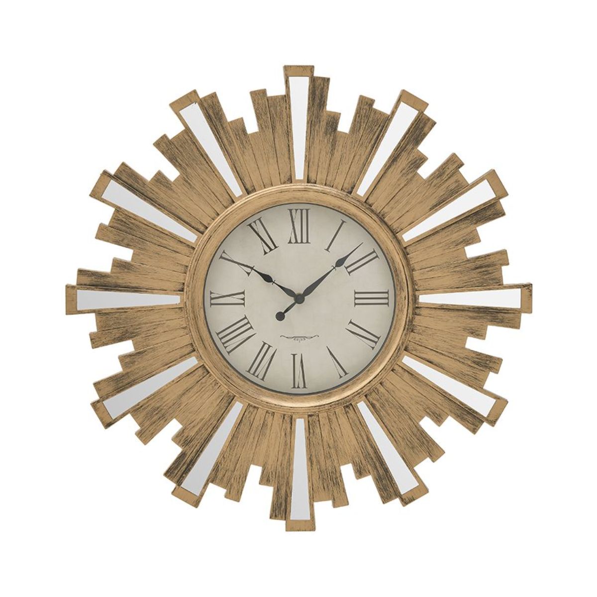 Ceas de perete auriu antichizat din plastic si sticla Tropical Crash Ø58Χ4 Inart, 1, hectarul.ro