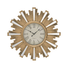 Ceas de perete auriu antichizat din plastic si sticla Tropical Crash Ø58Χ4 Inart