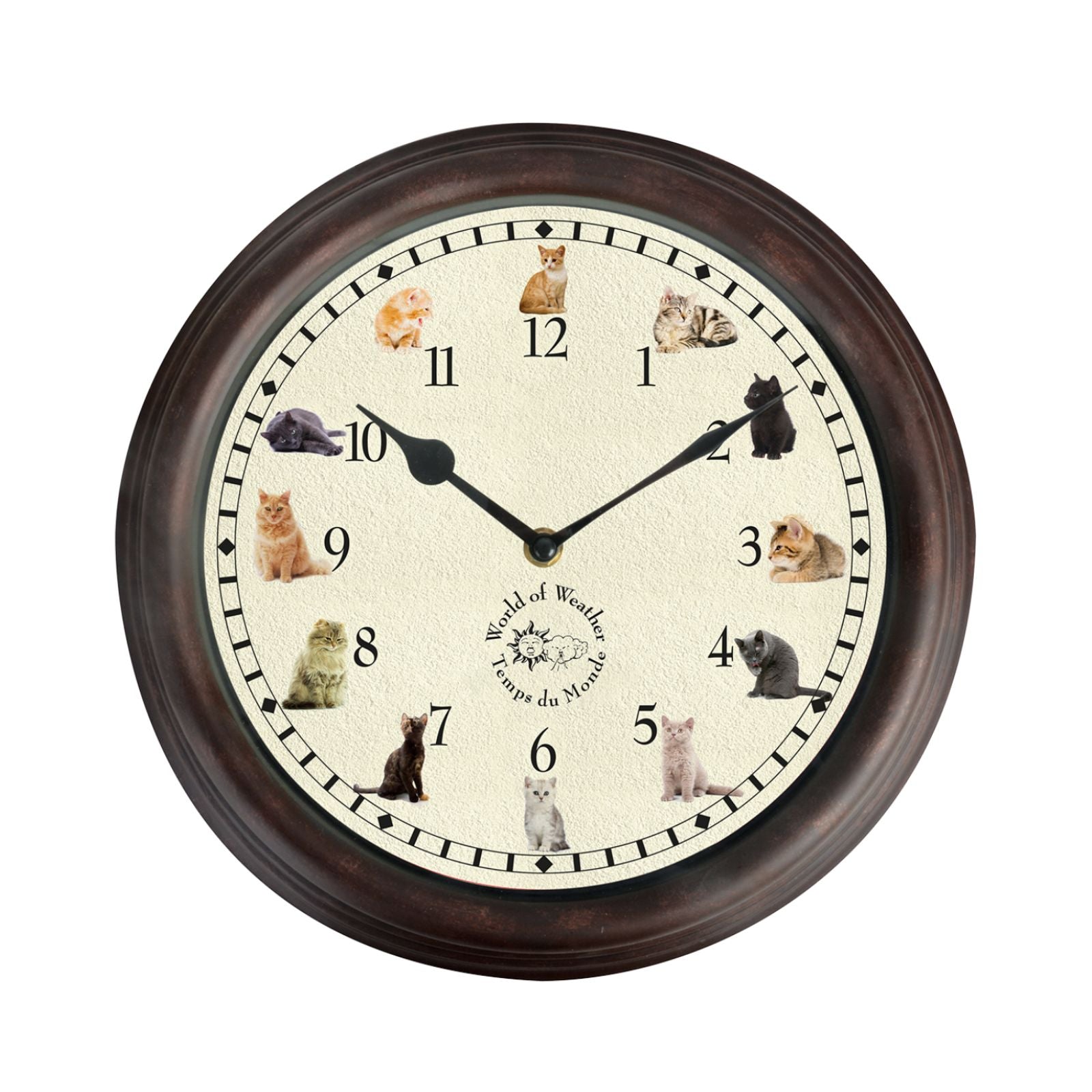 Ceas de perete din polipropilena si PVC Cats sounds Esschert Design, 1, hectarul.ro