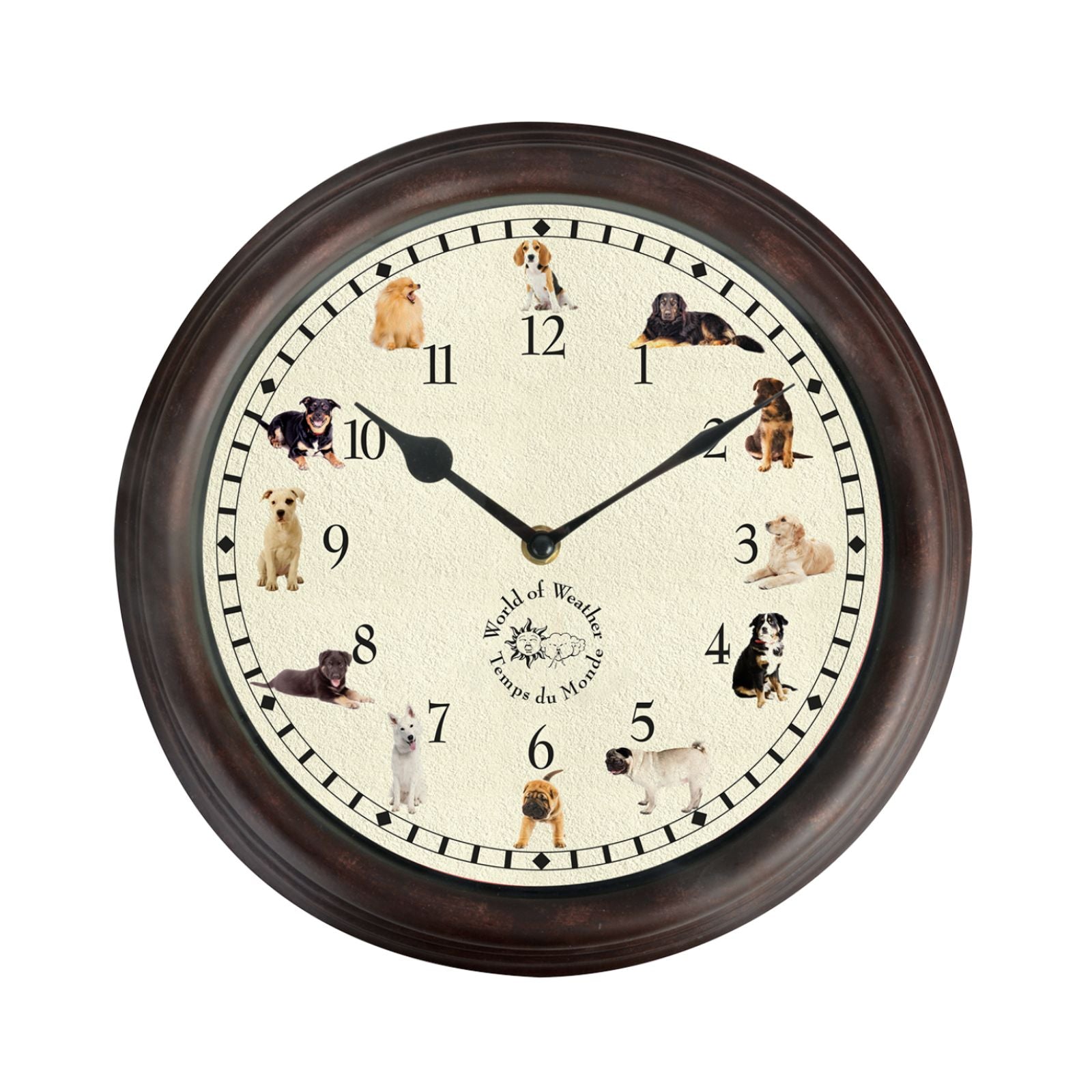 Ceas de perete din polipropilena si PVC Dog sounds Esschert Design, 1, hectarul.ro