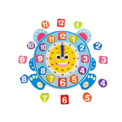 Ceas din lemn pentru copii, Puzzle Bear Clock cu forme geometrice, WD 9558-A