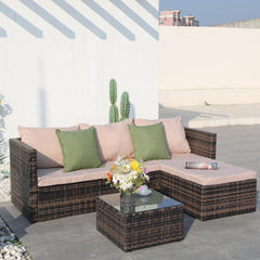 Coltar Terasa set 3 piese din ratan si otel